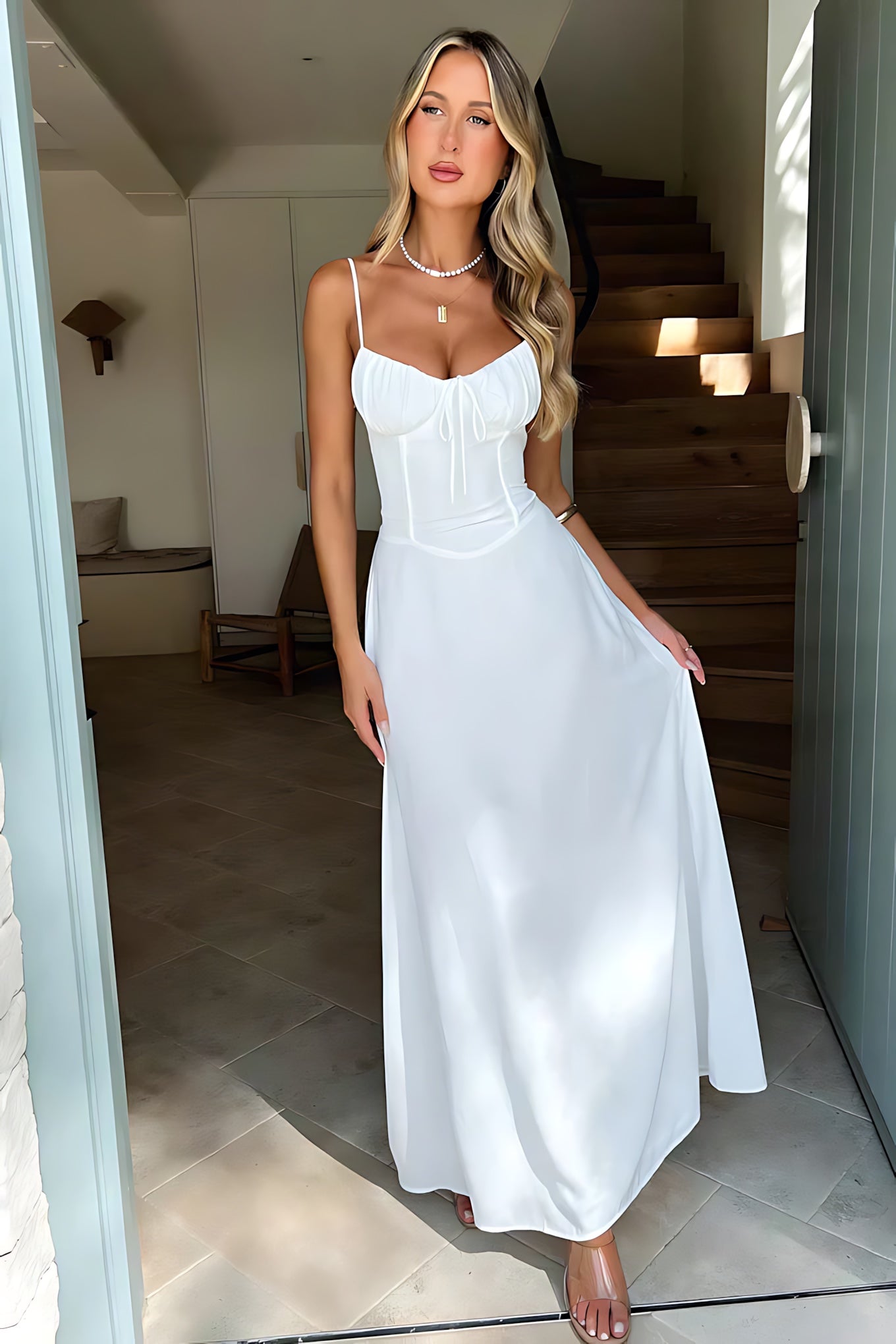 Victoria – Sweetheart A Line Wedding Guest Maxi Dress