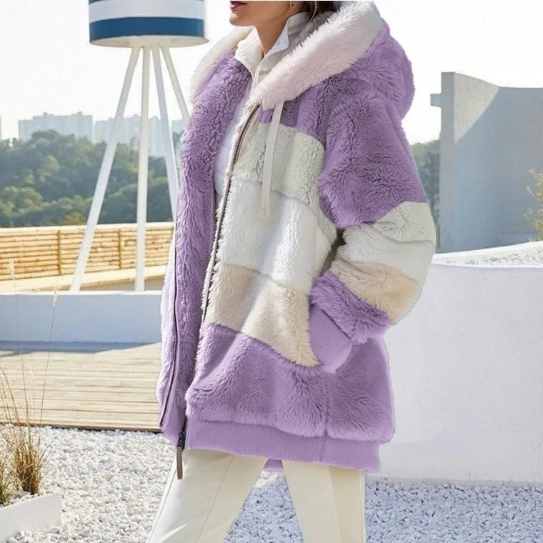 Nadia – Plaid Sherpa Fleece Jacket