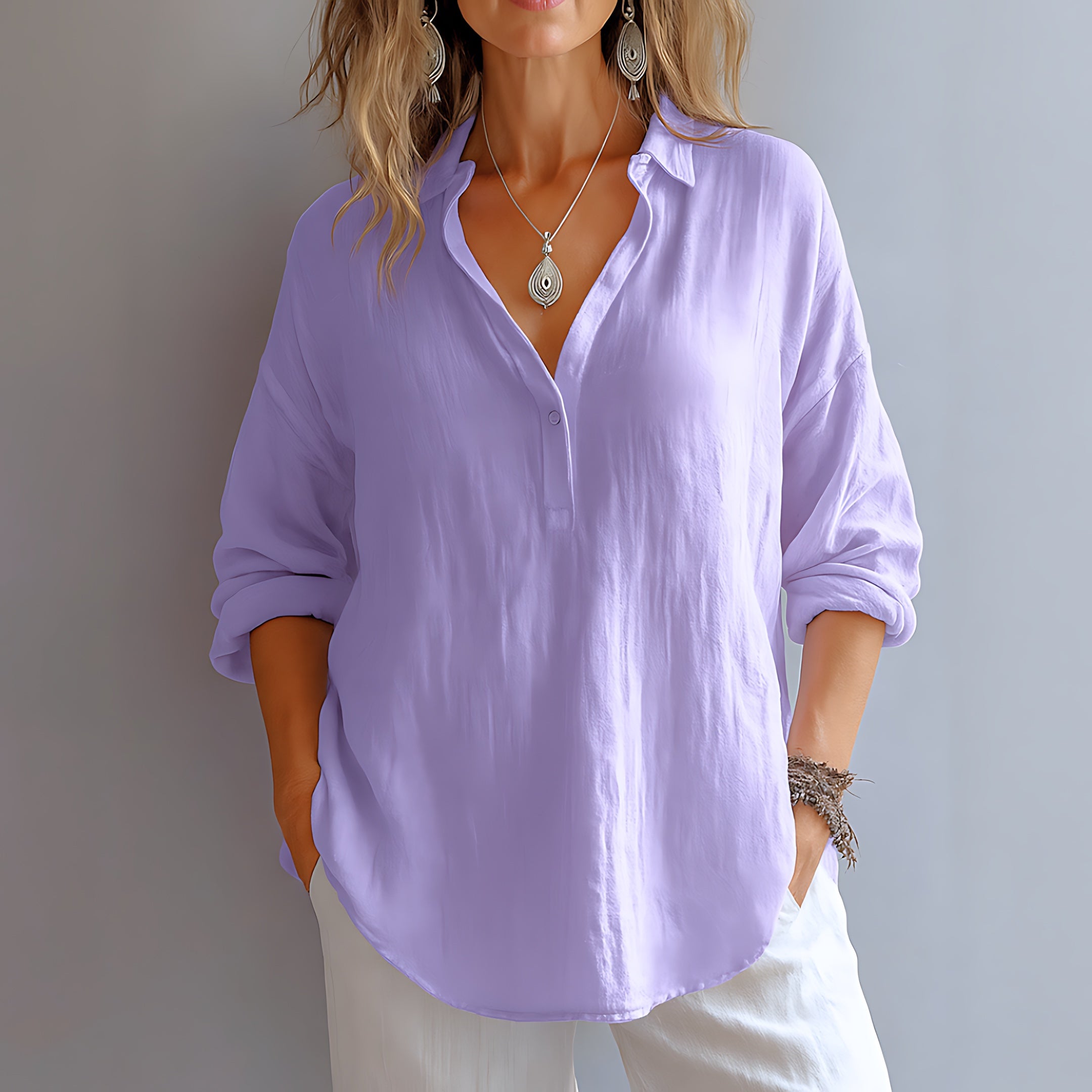 Violet – Collared Long Sleeve Blouse
