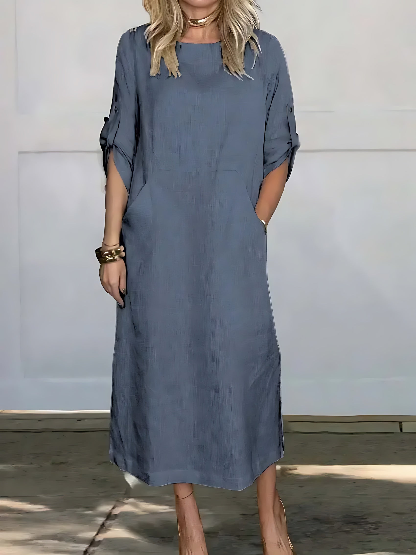 Violet – Crew Neck A Line Maxi Dress