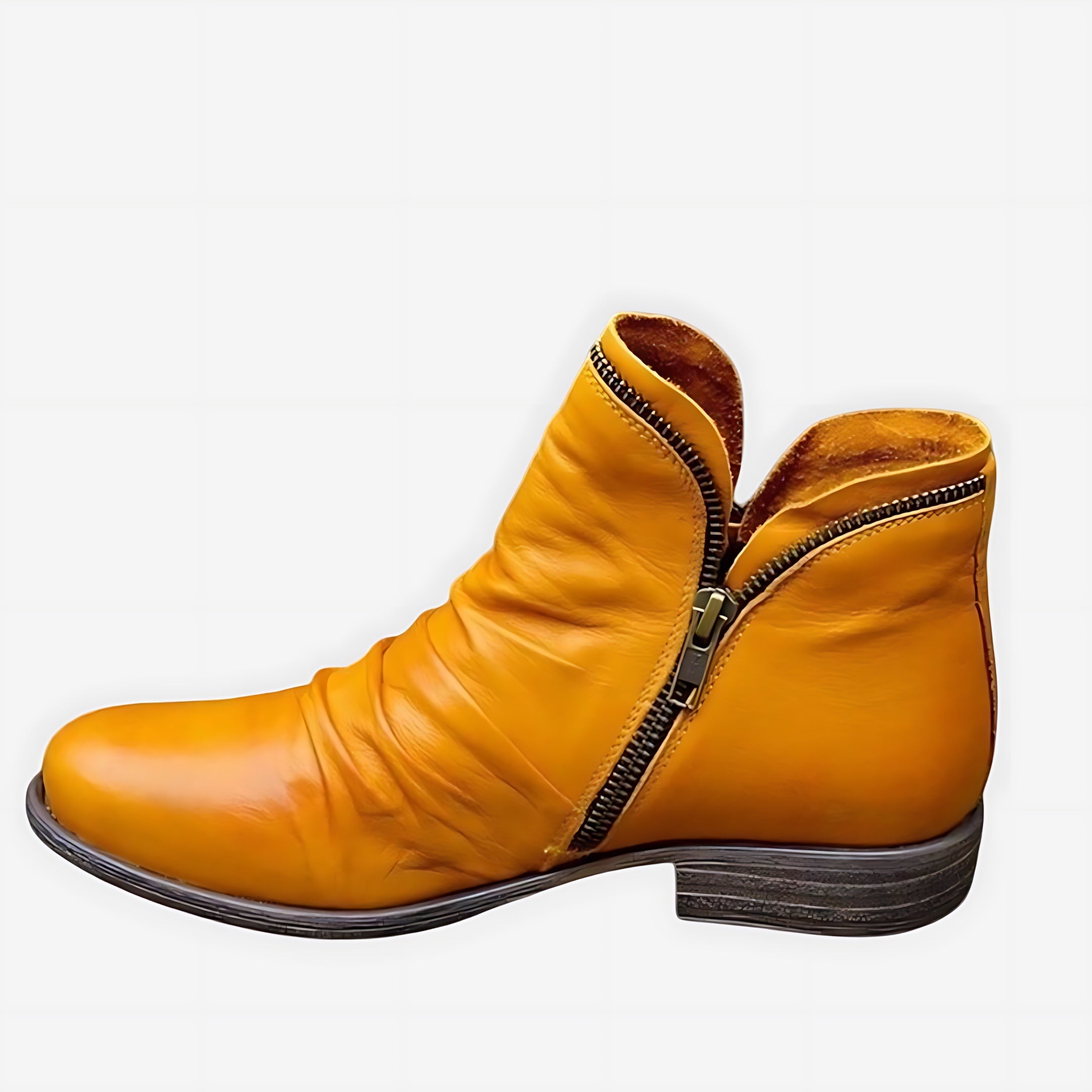 Violet – Leather Ruched Ankle Boots