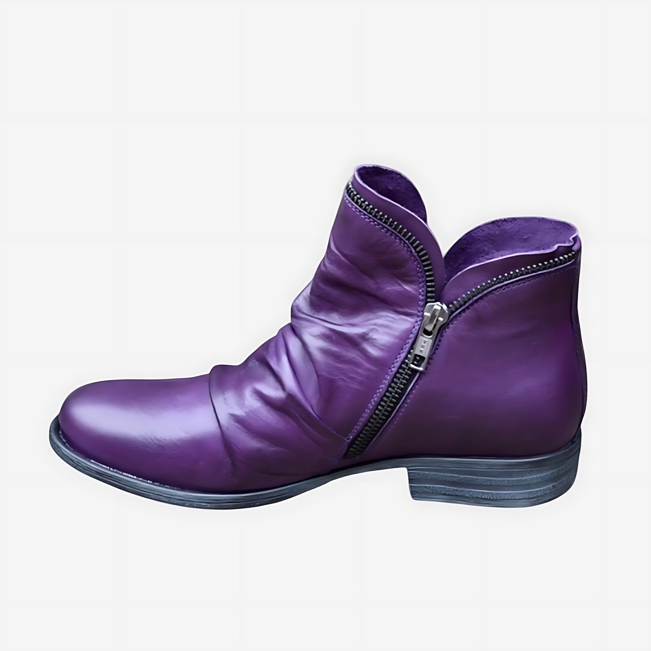 Violet – Leather Ruched Ankle Boots