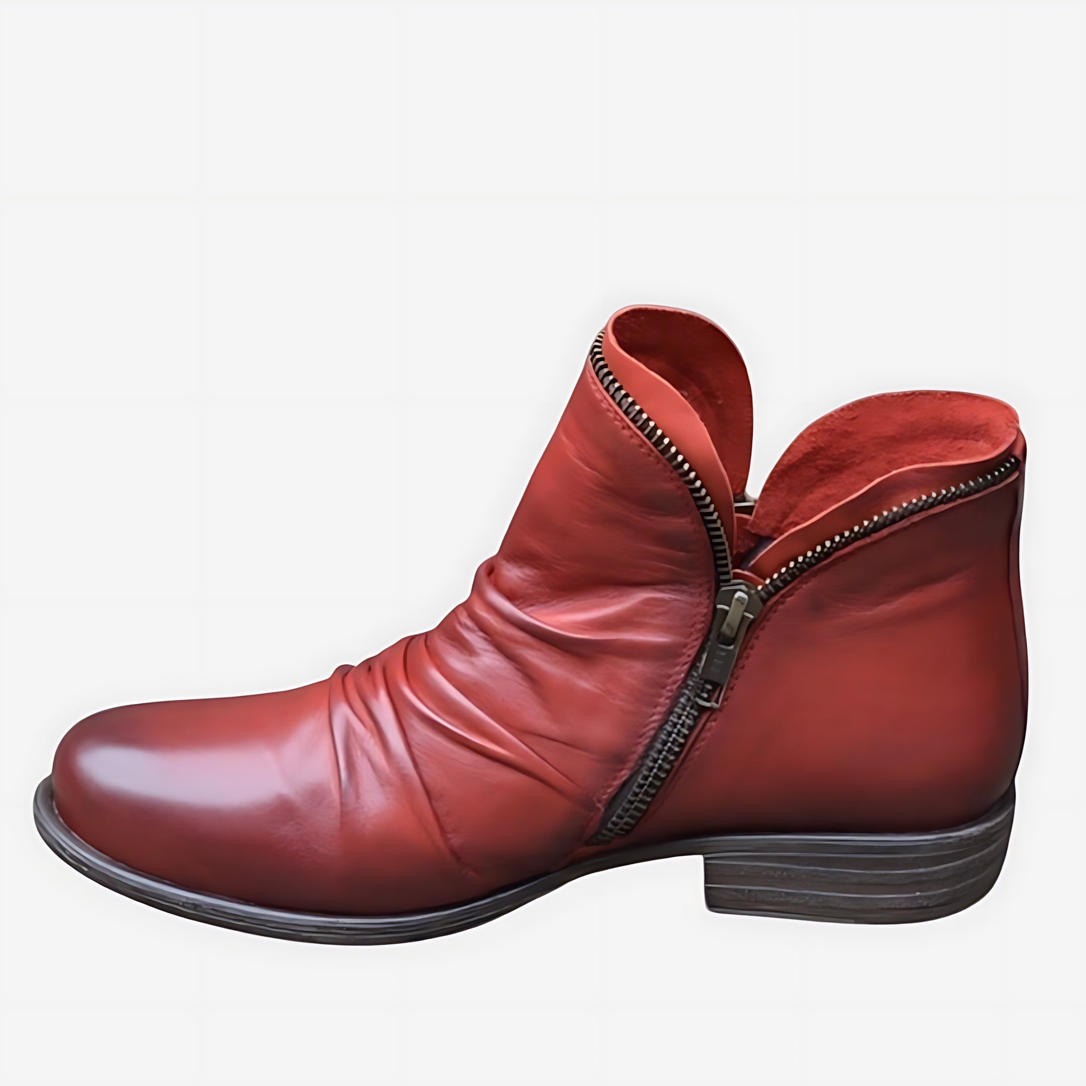 Violet – Leather Ruched Ankle Boots