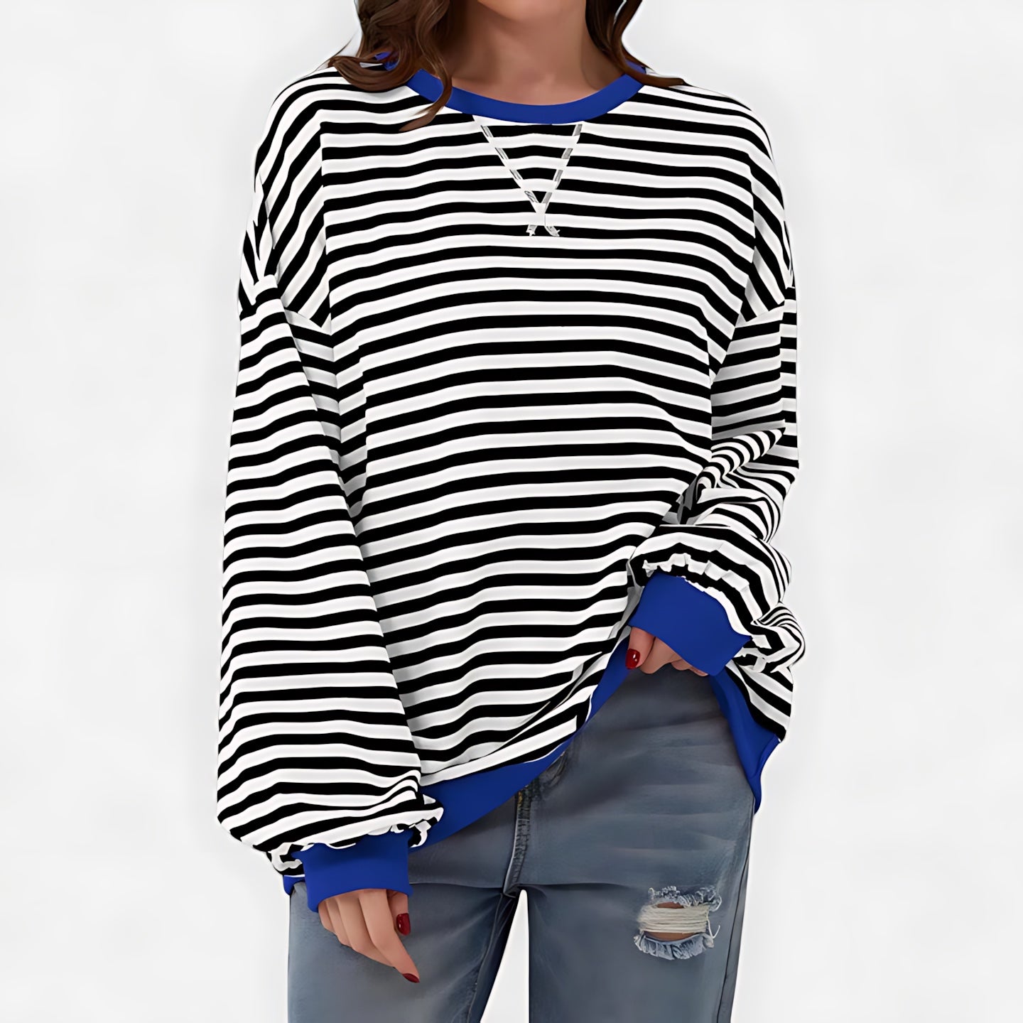Violet – Striped Crew Neck Oversized Sweater