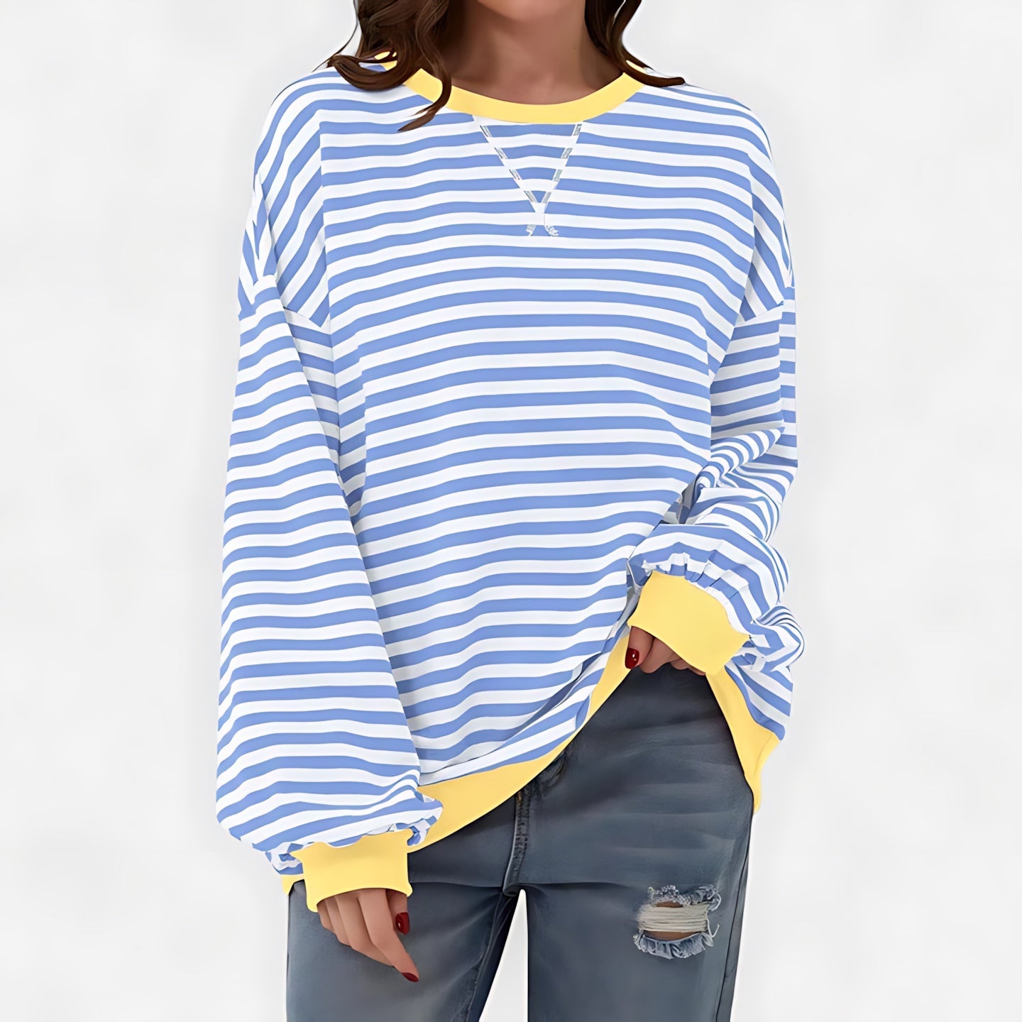 Violet – Striped Crew Neck Oversized Sweater
