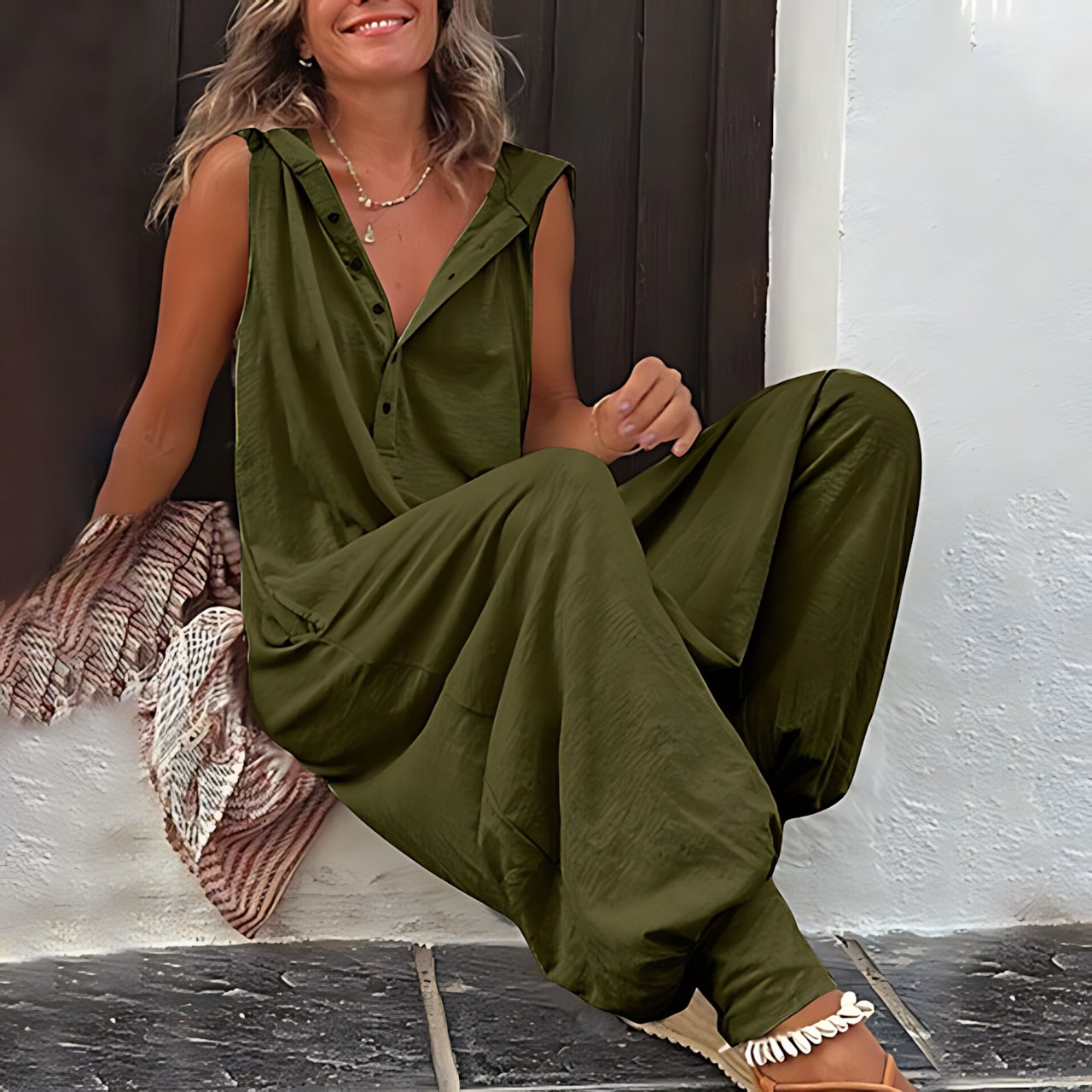 Vivian – Cowl Neck Loose Fit Wide Leg Jumpsuit