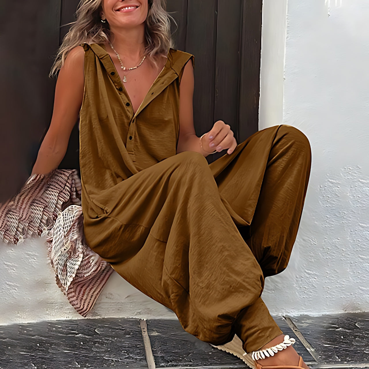 Vivian – Cowl Neck Loose Fit Wide Leg Jumpsuit