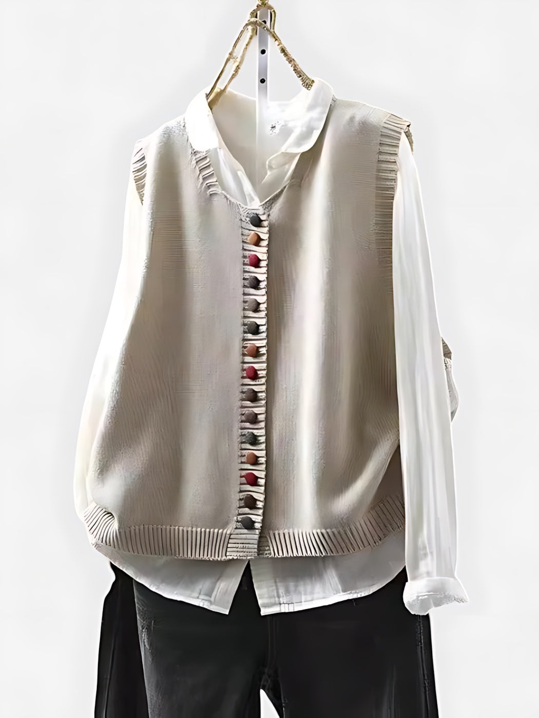 Vivian – V Neck Button Up Sweater Vest