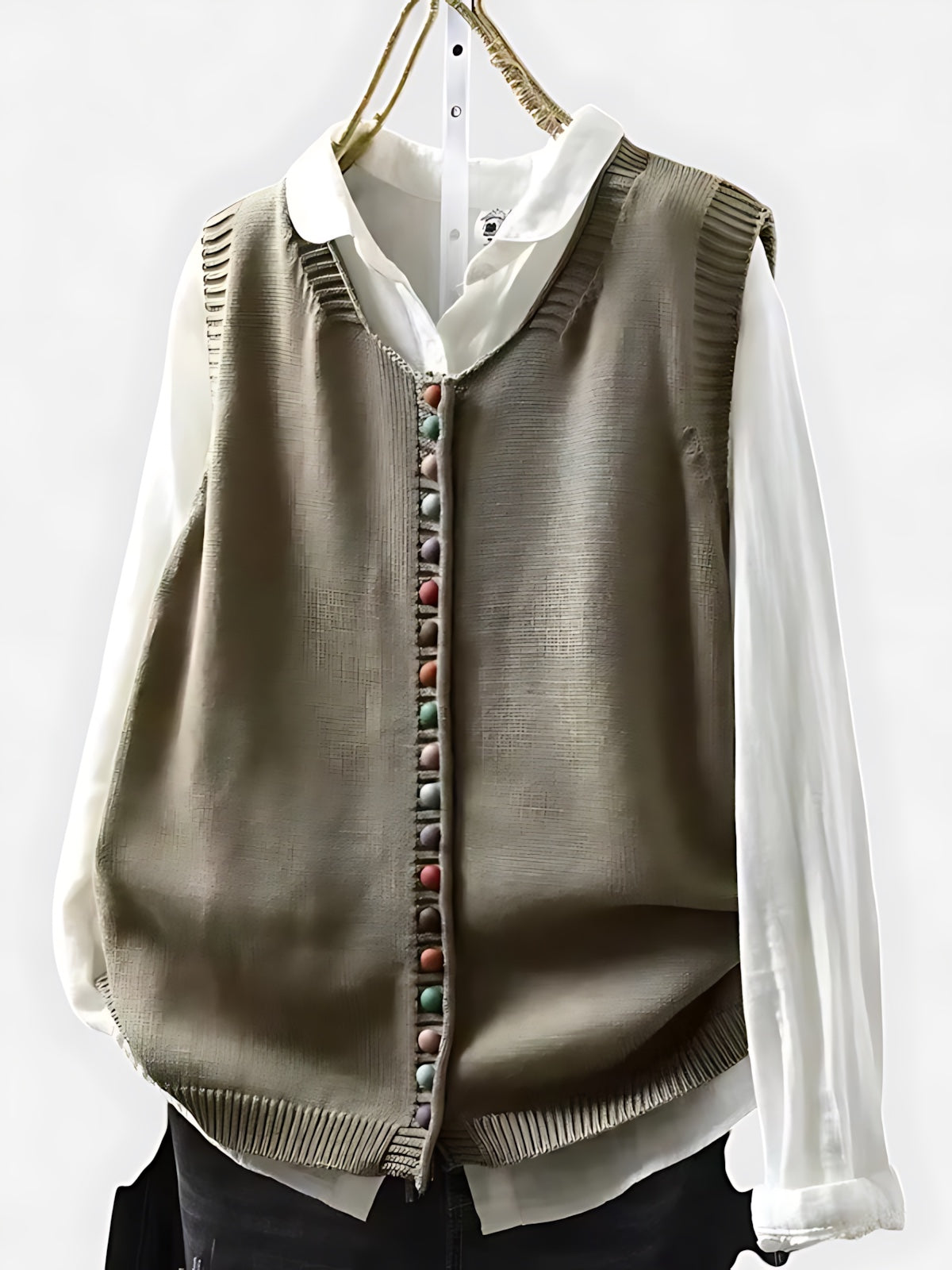 Vivian – V Neck Button Up Sweater Vest
