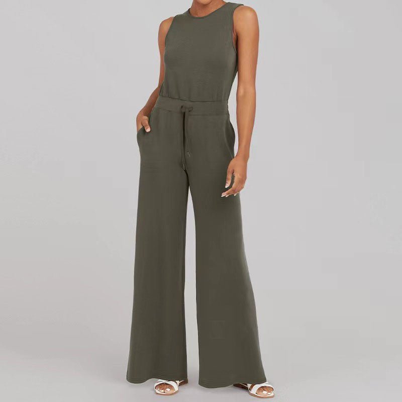 Amber – Crew Neck Straight Leg Casual Jumpsuit