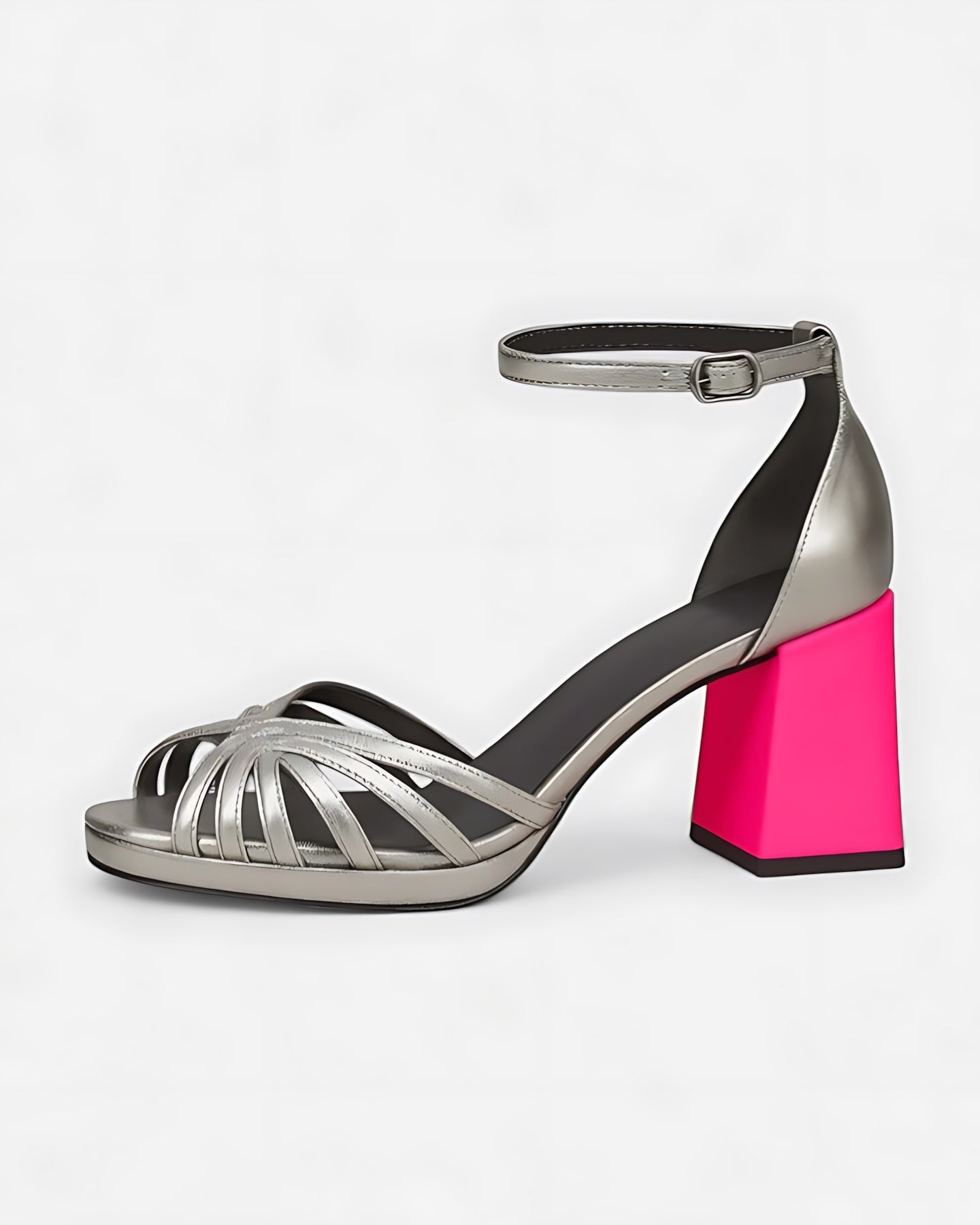 Willow – Metallic Ankle Strap Block Heel Sandals