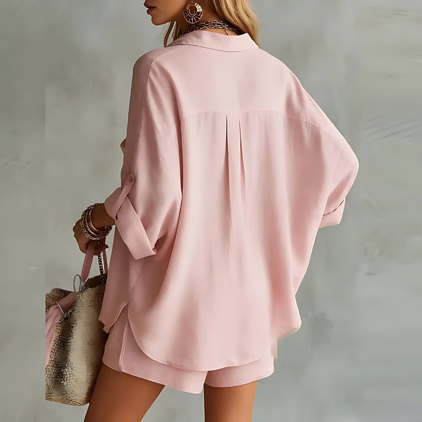 Willow – Oversized Shirt and High Waist Shorts Set