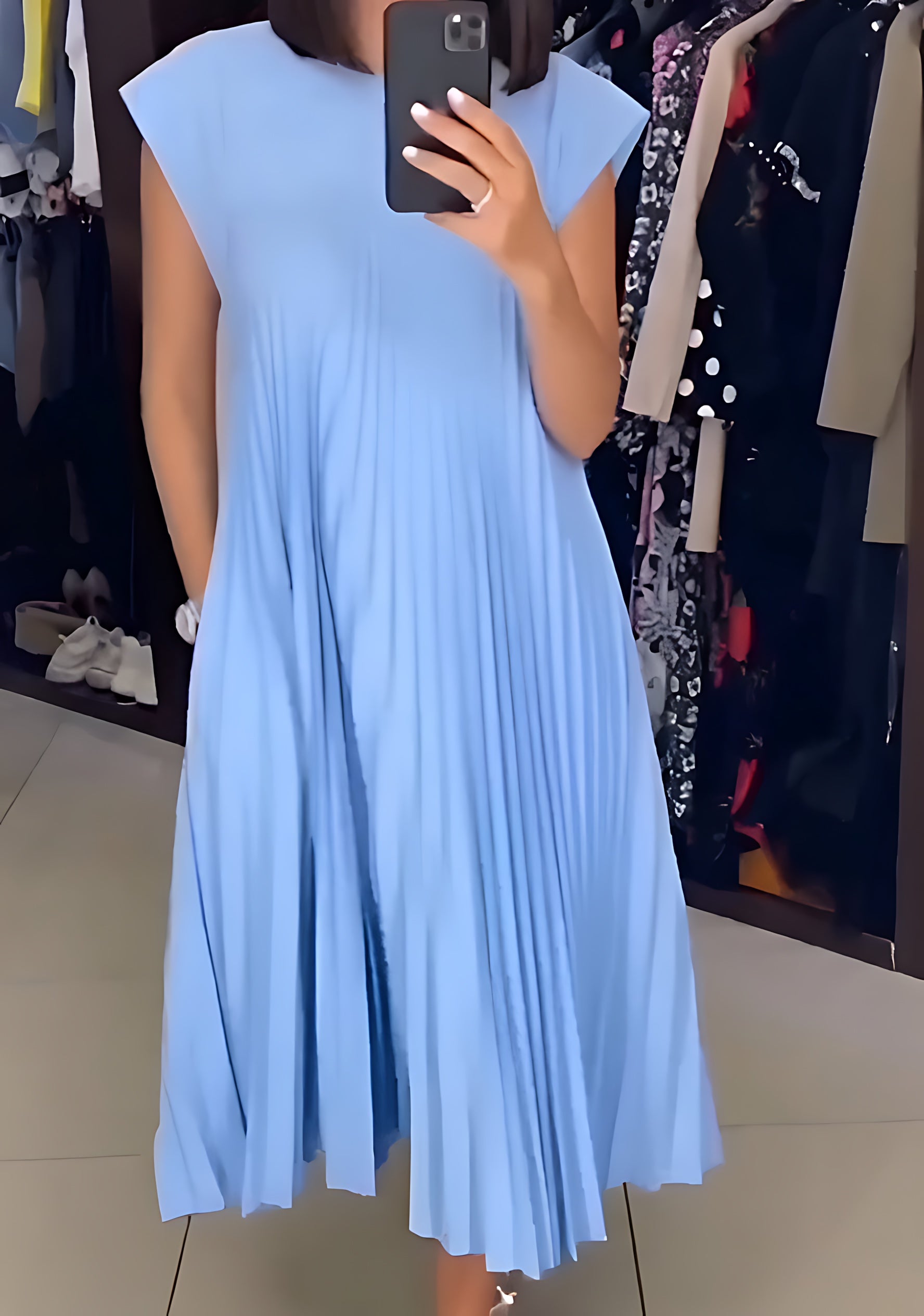 Willow – Pleated A-Line Cap Sleeve Maxi Dress