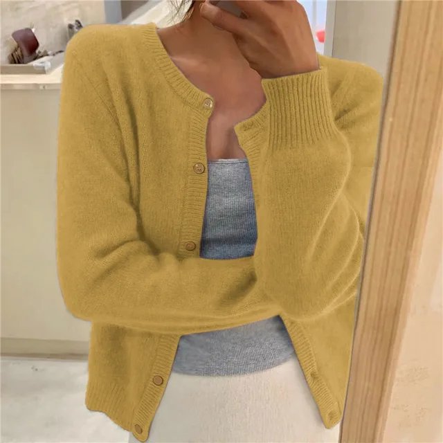 Eloise – Cropped Fuzzy Knit Cardigan