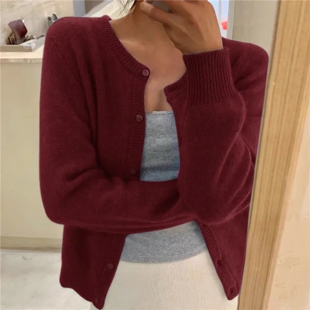 Eloise – Cropped Fuzzy Knit Cardigan
