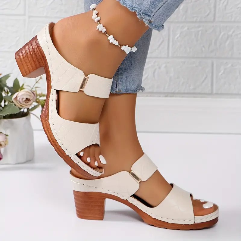 Lola – Metallic Ankle Strap Block Heel Sandals