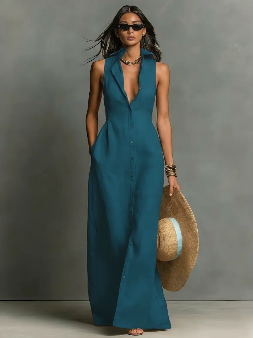 Lyla – V Neck A-Line Summer Maxi Dress