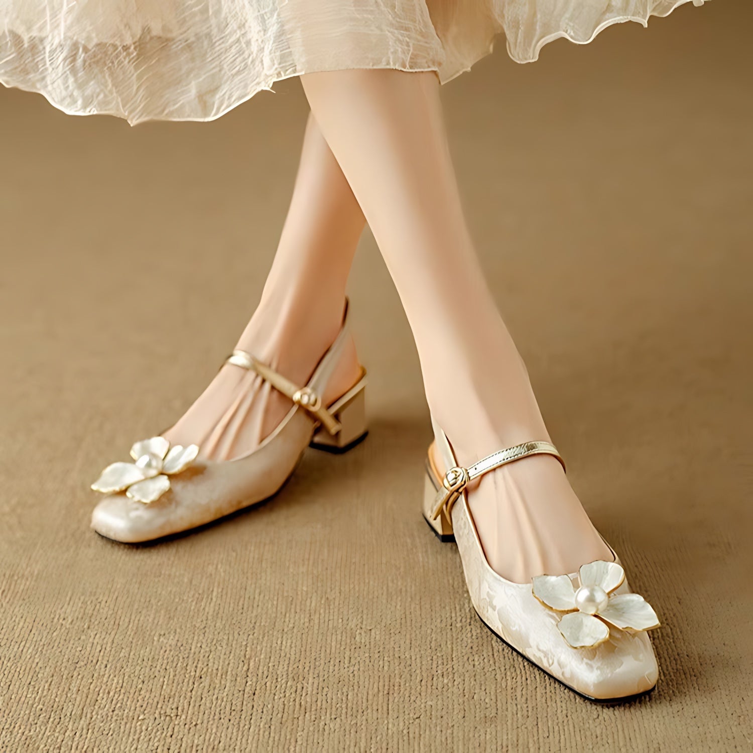 Wren – Floral Mary Jane Block Heel Pumps