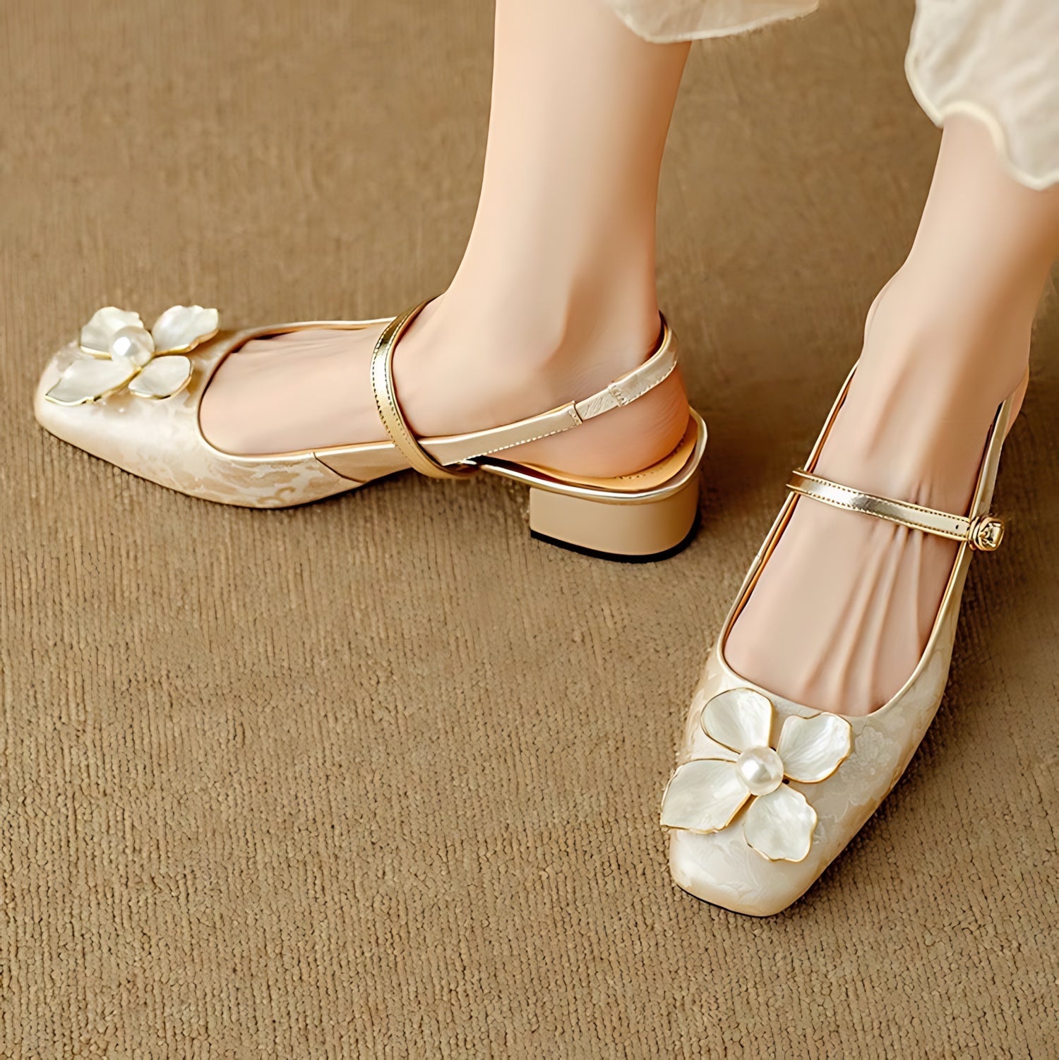 Wren – Floral Mary Jane Block Heel Pumps