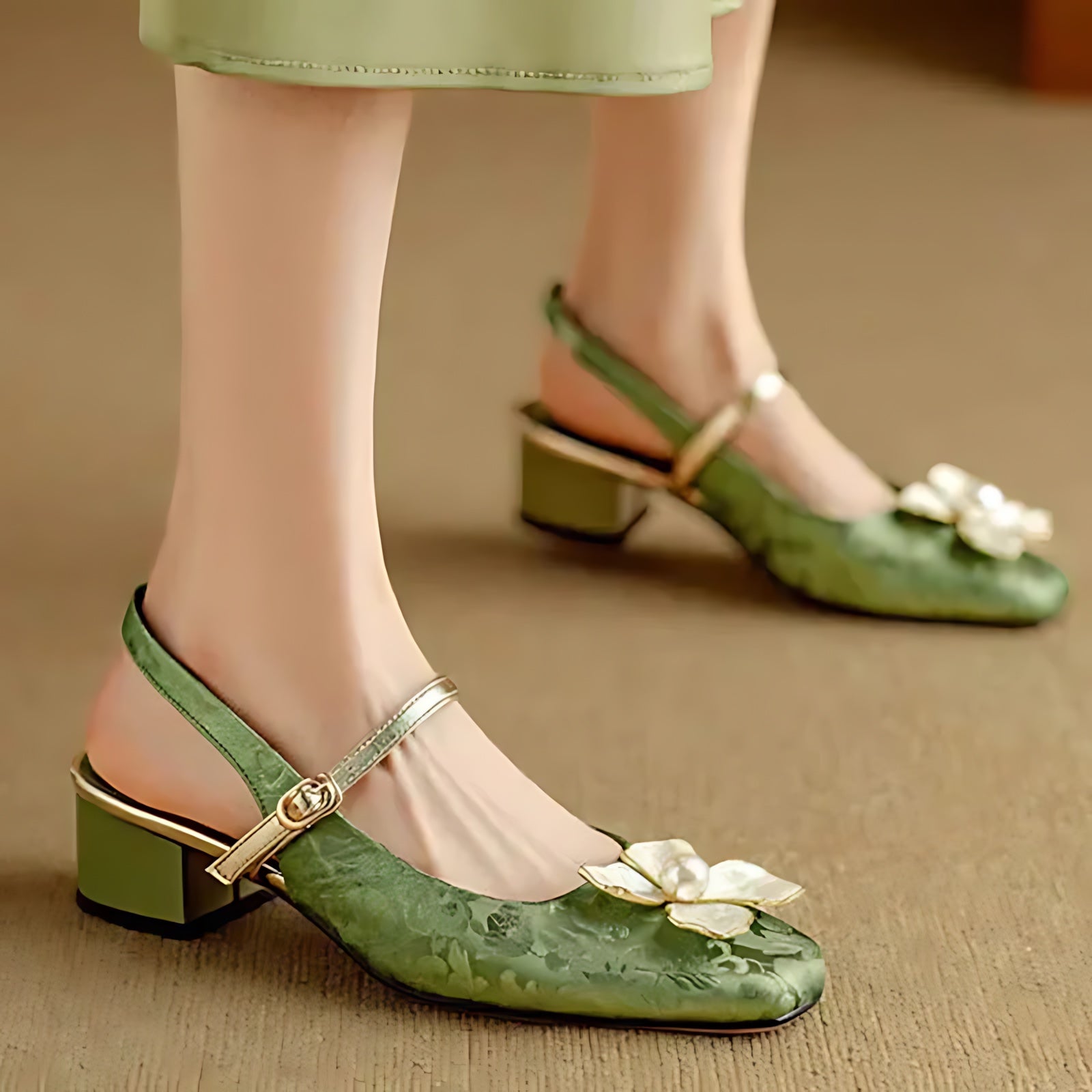 Wren – Floral Mary Jane Block Heel Pumps