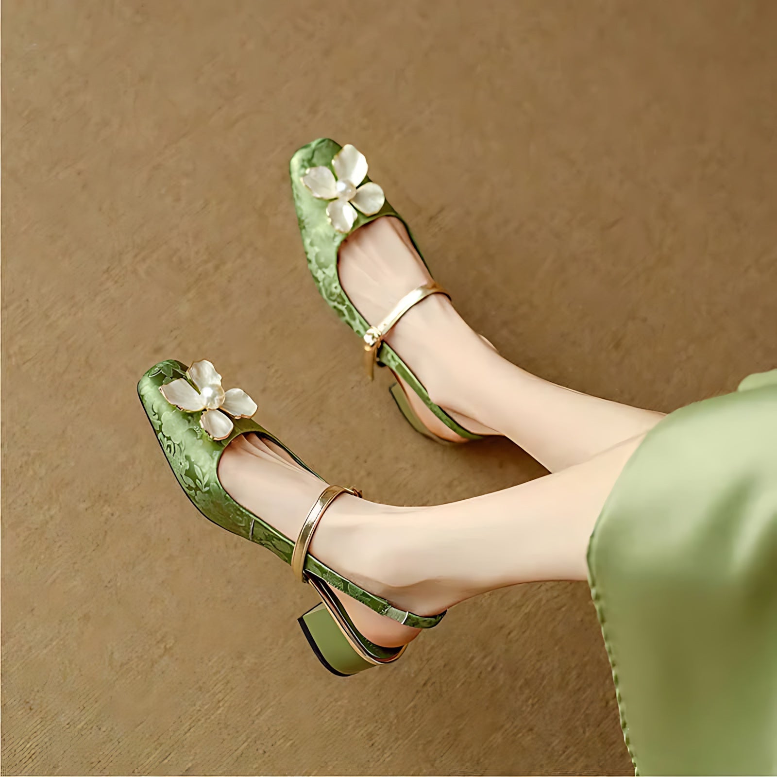 Wren – Floral Mary Jane Block Heel Pumps