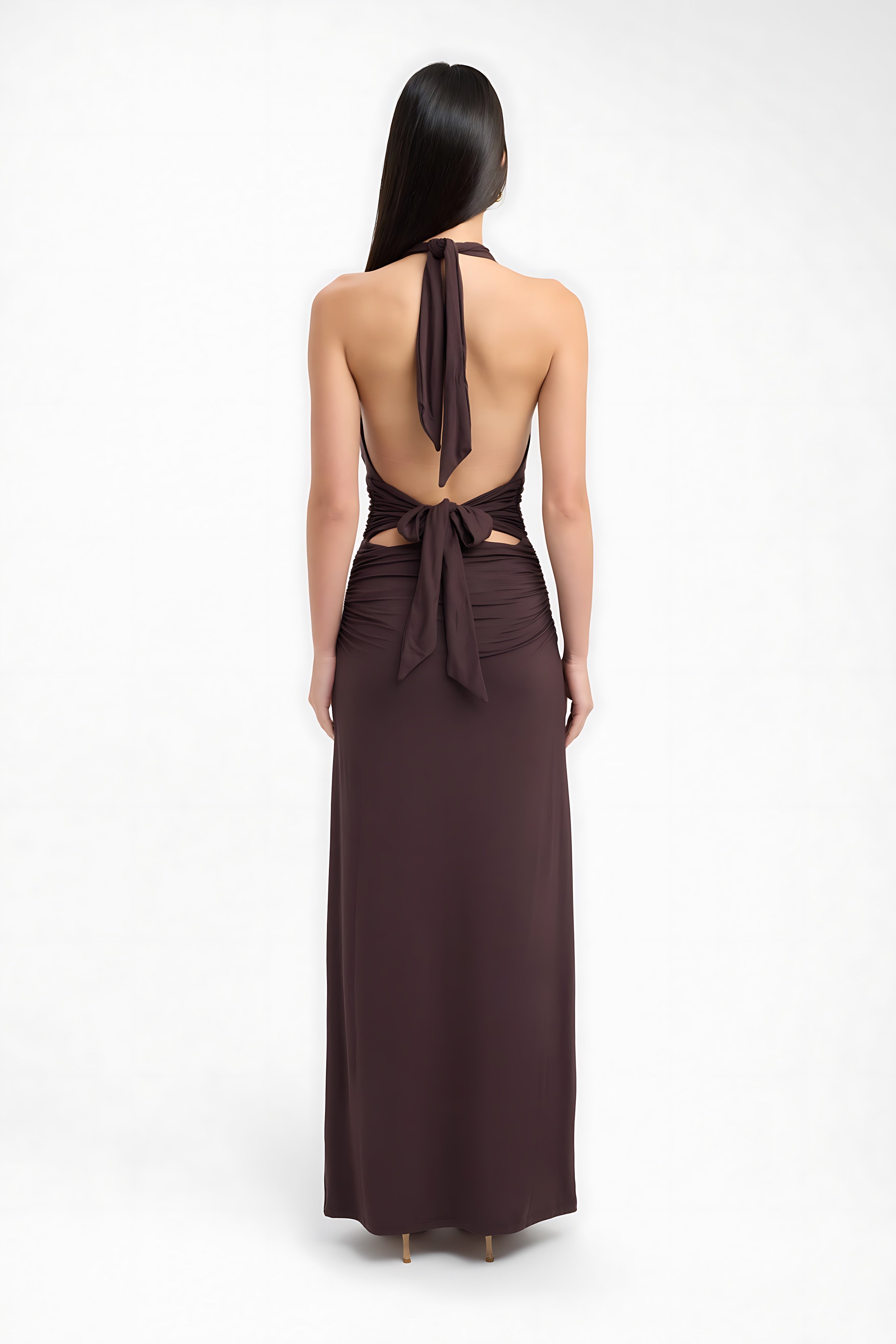 Wren – Halter Neck Fitted Evening Maxi Dress