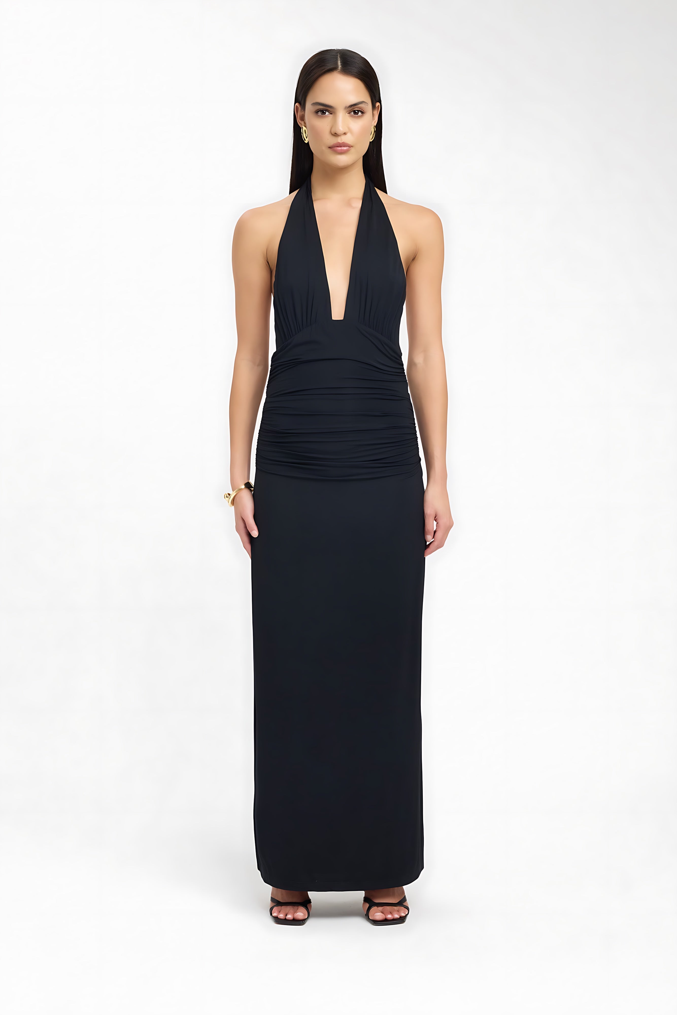 Wren – Halter Neck Fitted Evening Maxi Dress