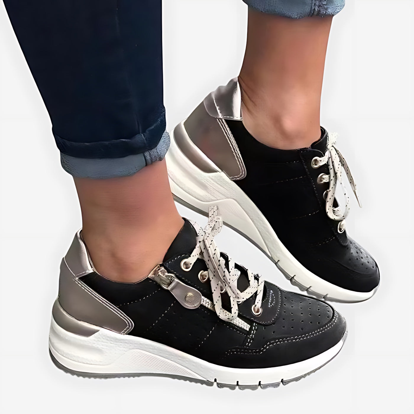 Wren – Knit Lace Up Hidden Wedge Sneakers