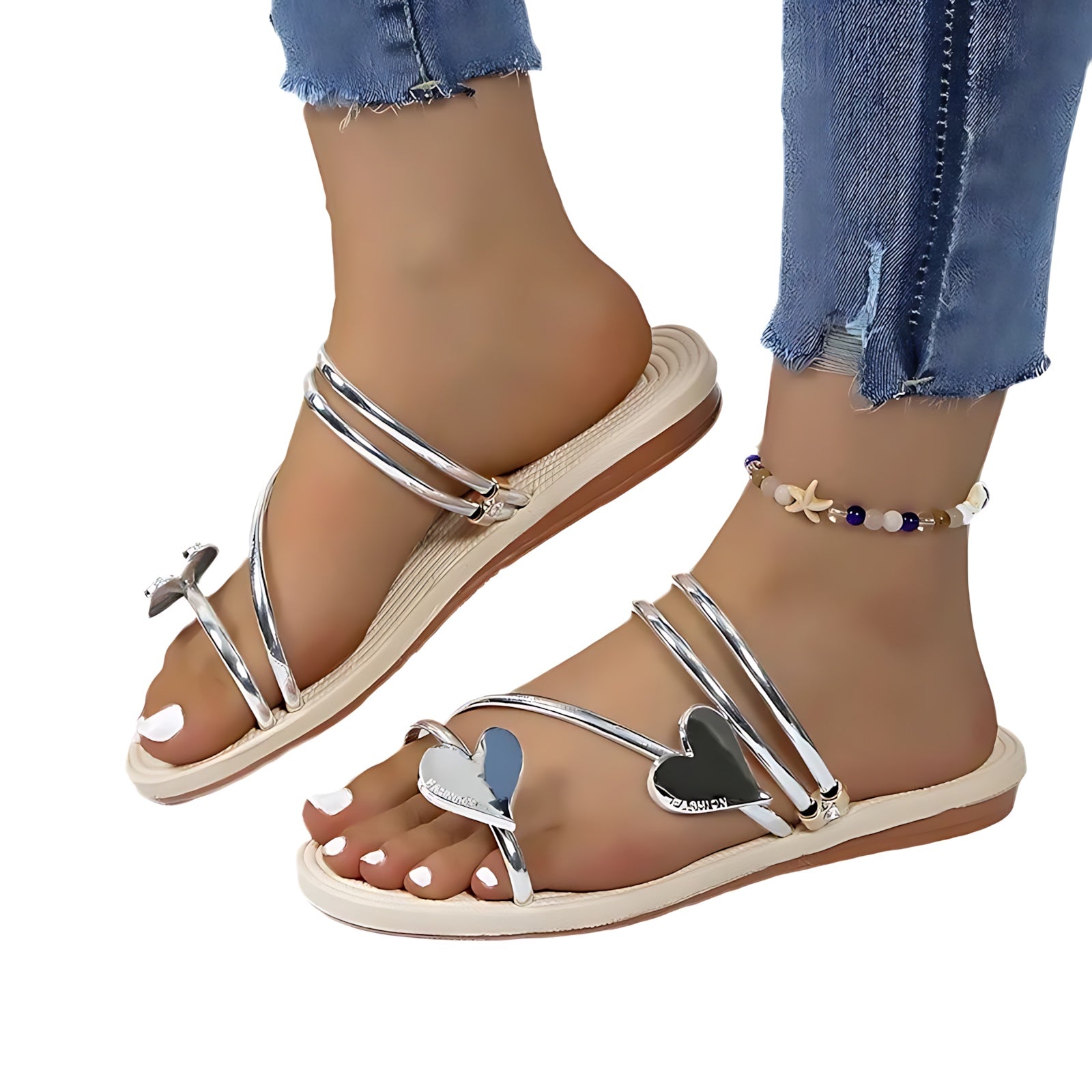 Wren – Rhinestone Strappy Flat Sandals