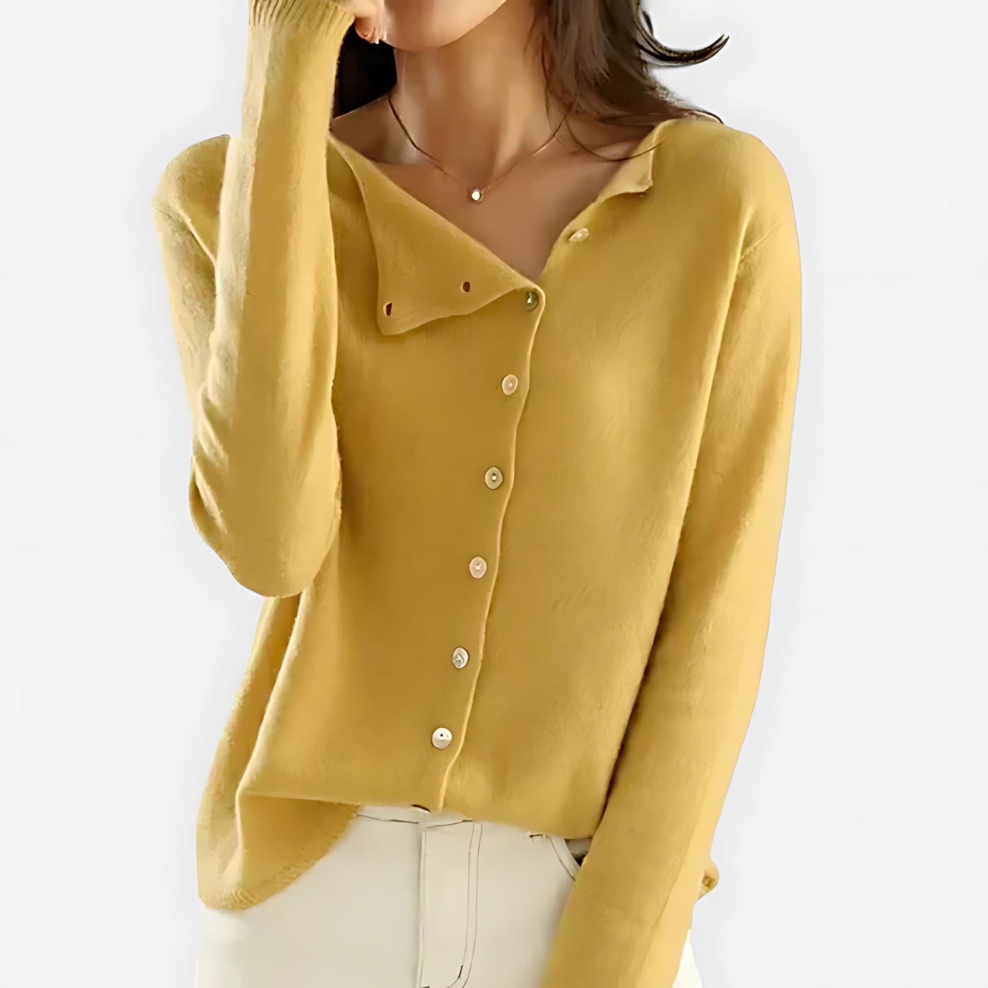 Ximena – Collared Button Front Knit Cardigan