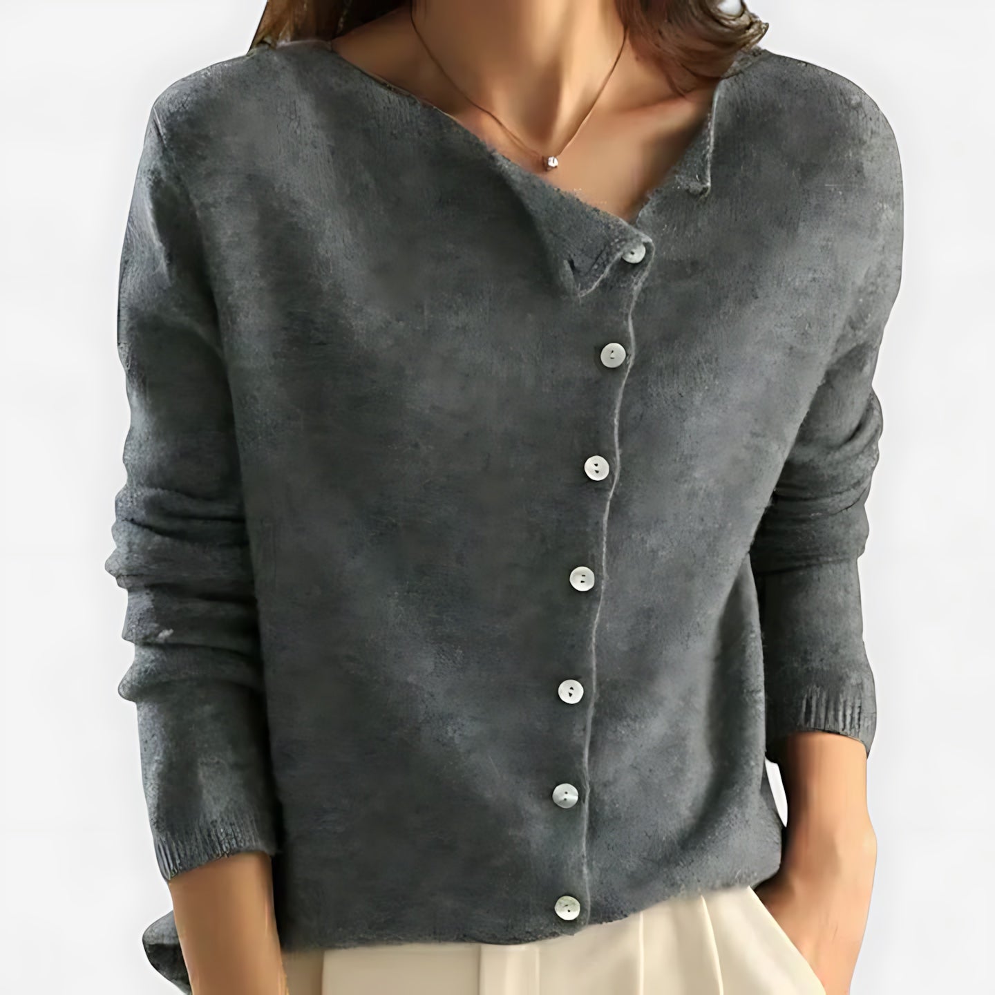 Ximena – Collared Button Front Knit Cardigan