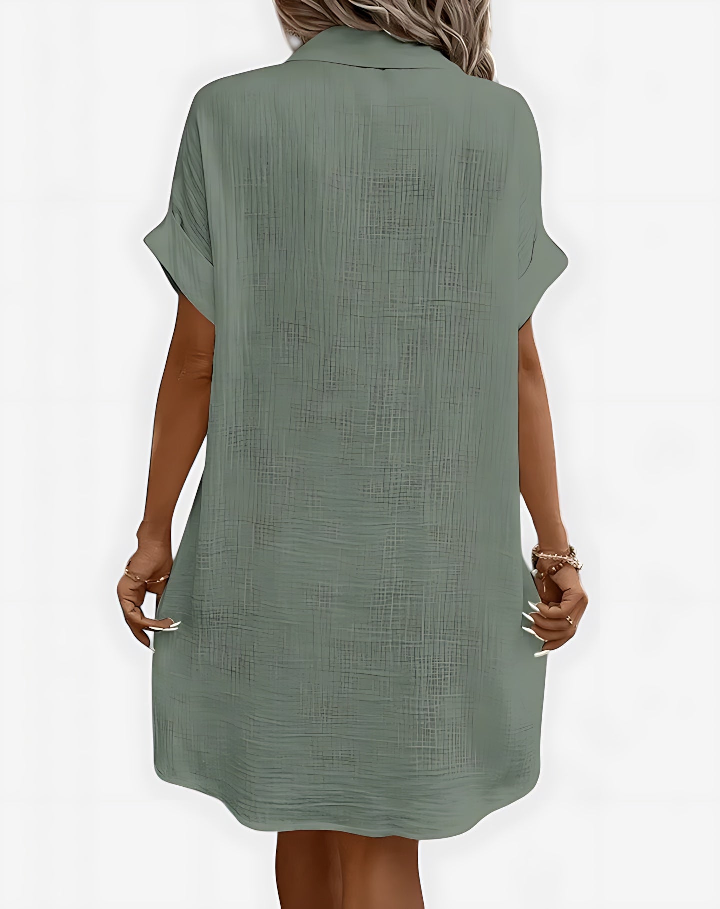 Ximena – Collared Short Sleeve Mini Shirt Dress
