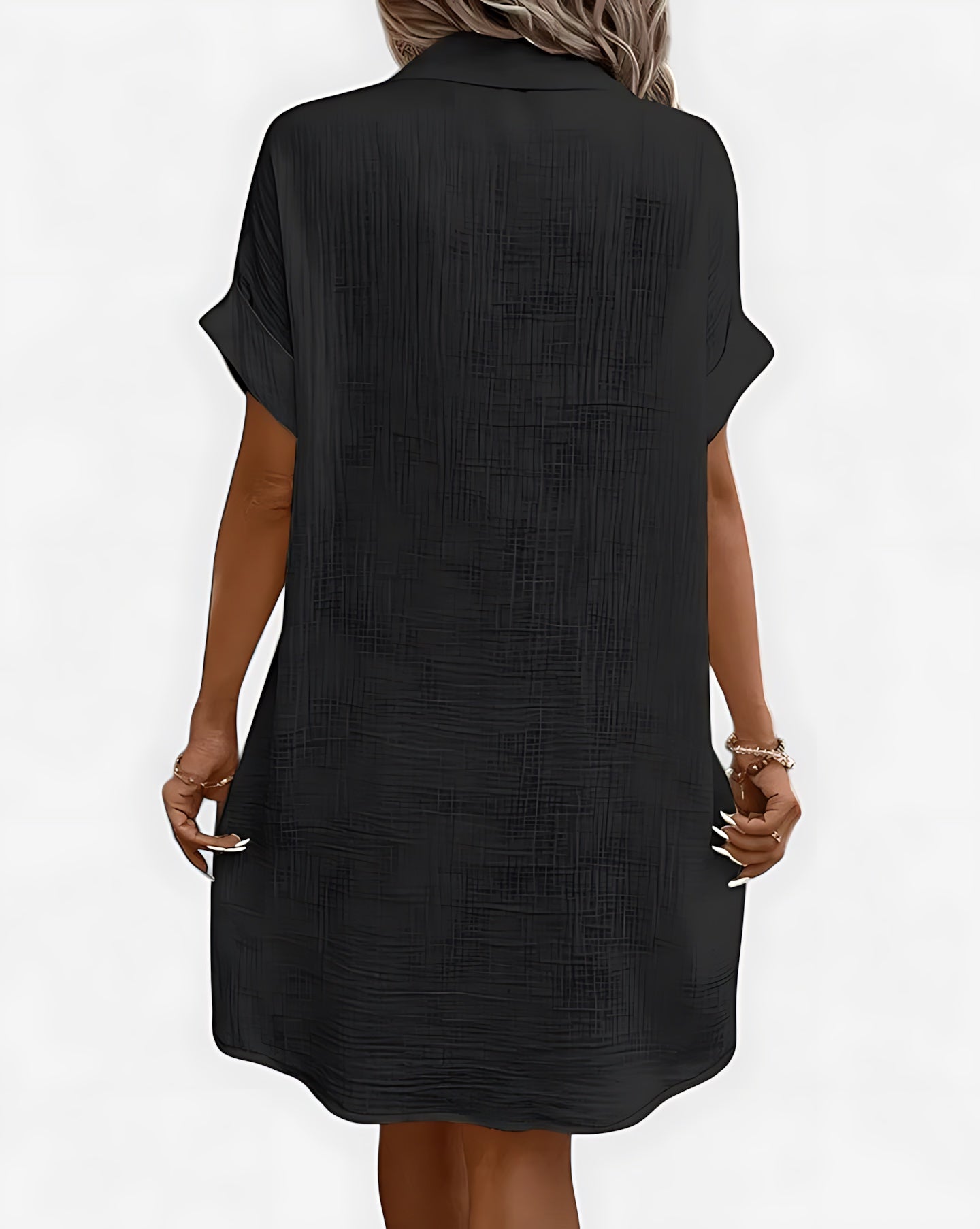 Ximena – Collared Short Sleeve Mini Shirt Dress