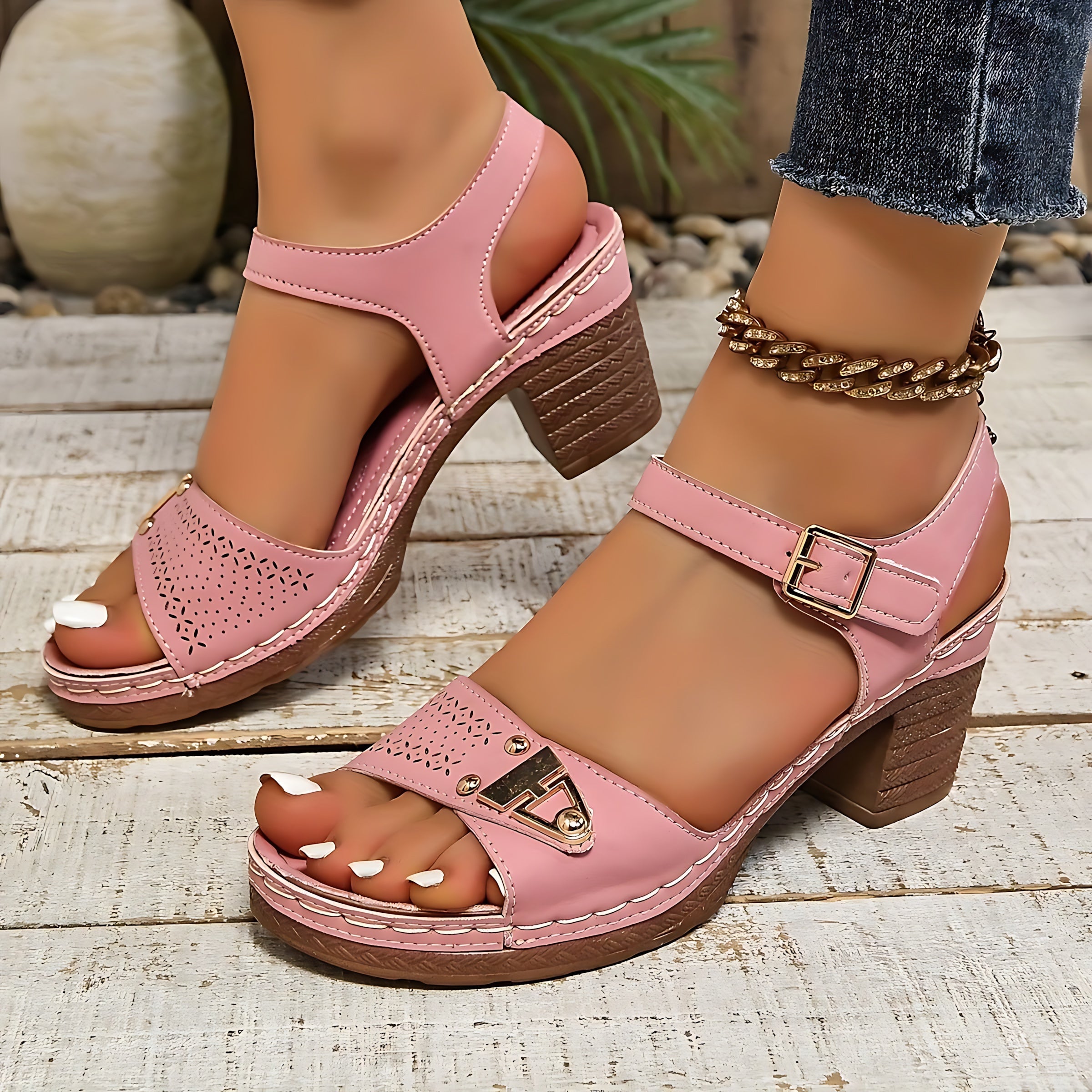 Ximena – Cross Strap Block Heel Platform Sandals