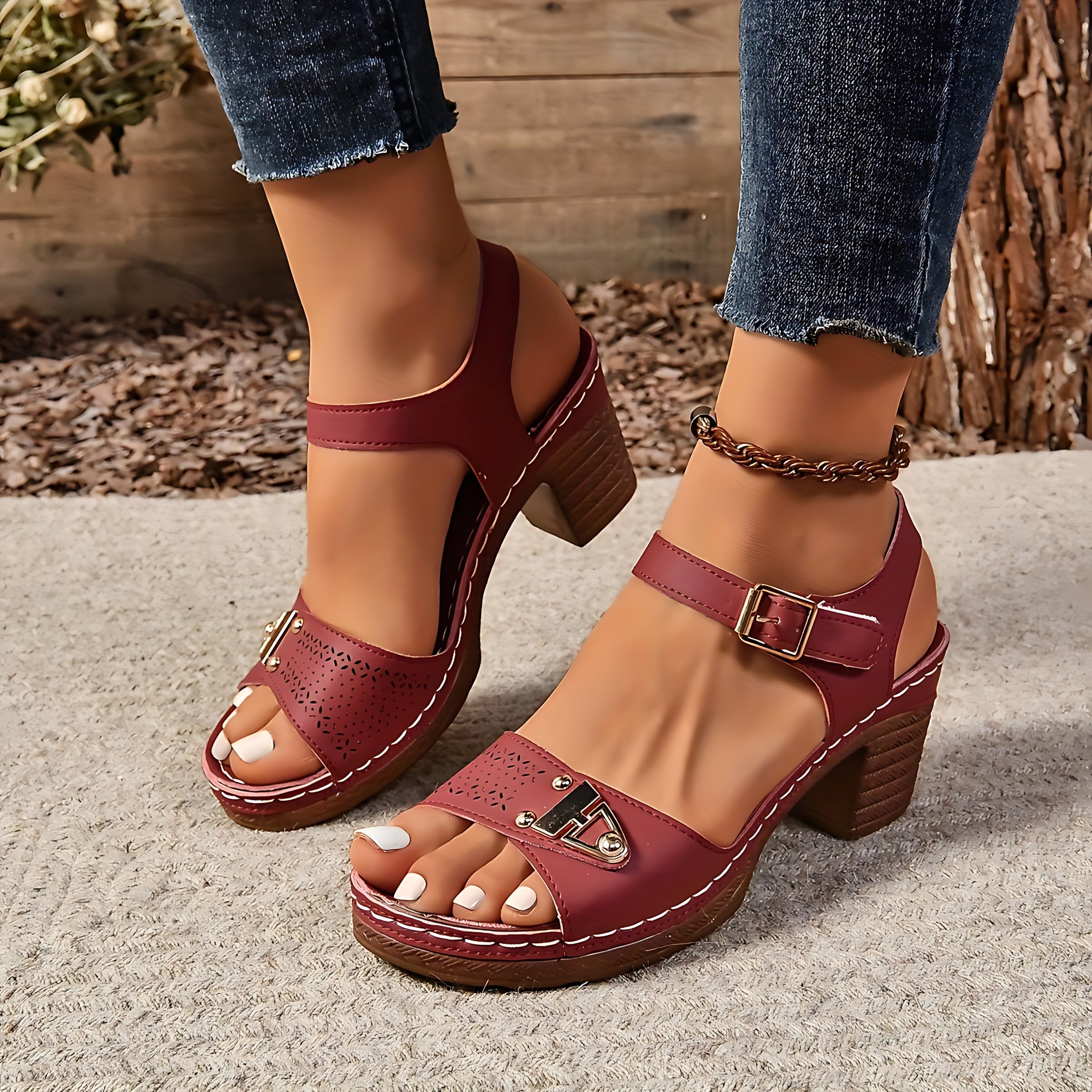 Ximena – Cross Strap Block Heel Platform Sandals