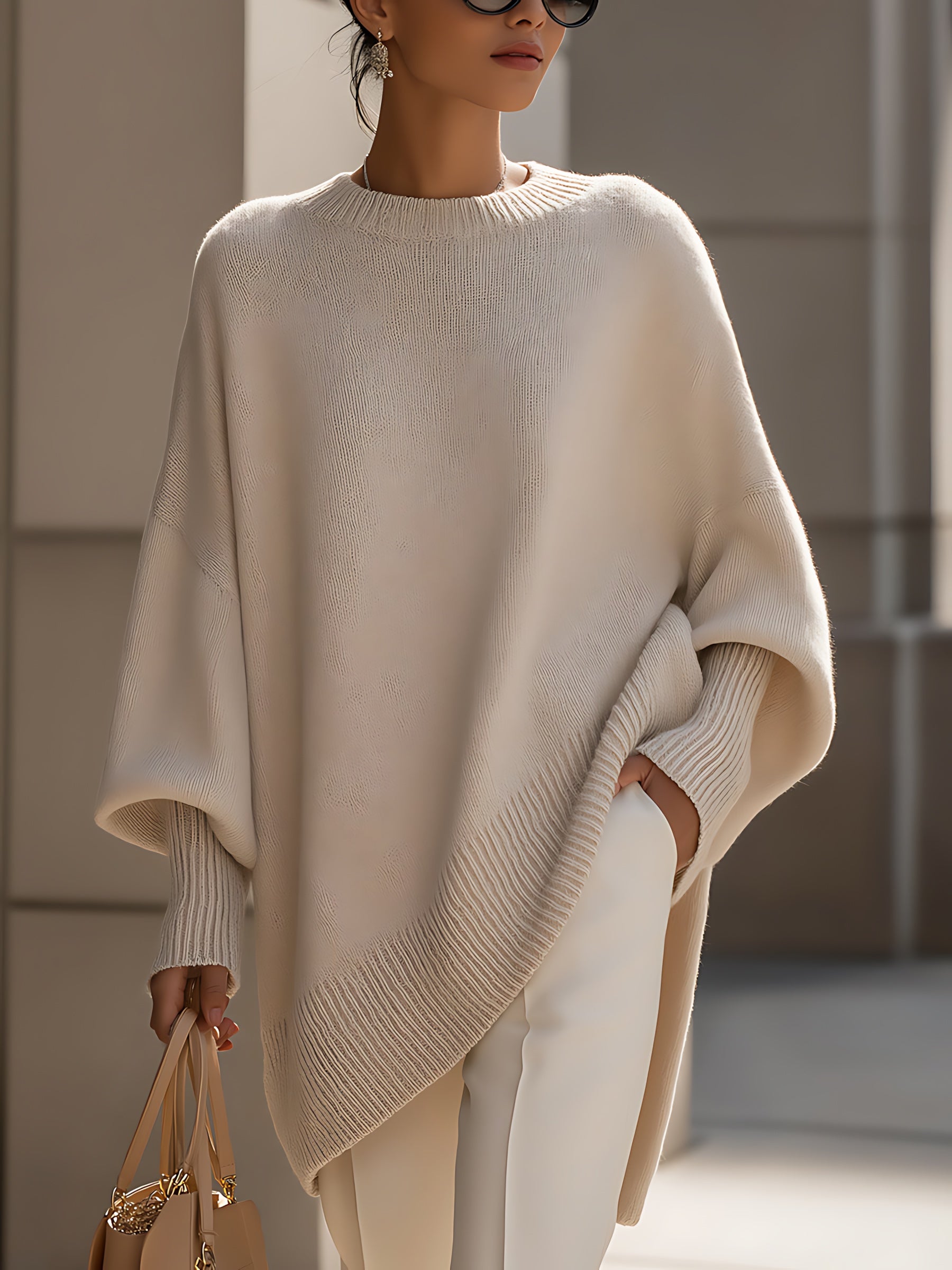 Ximena – Oversized Side Slit Knit Sweater