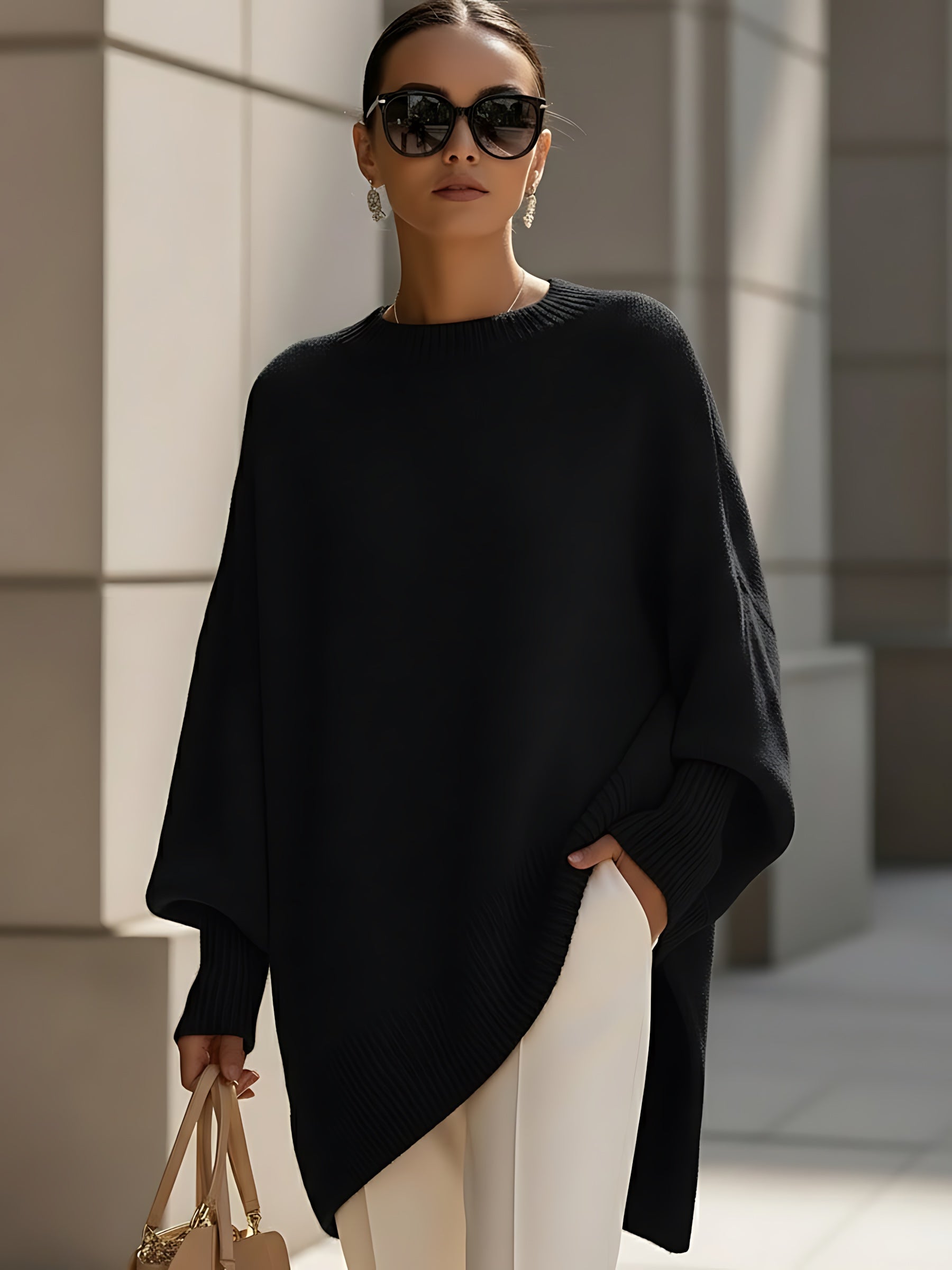 Ximena – Oversized Side Slit Knit Sweater