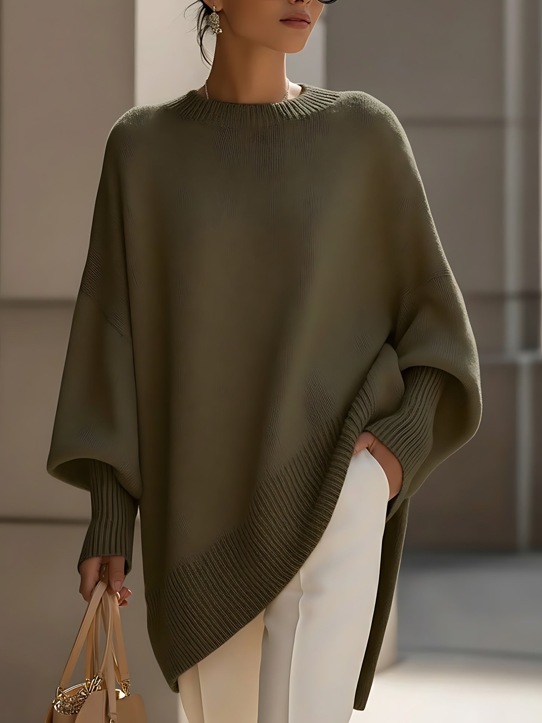 Ximena – Oversized Side Slit Knit Sweater