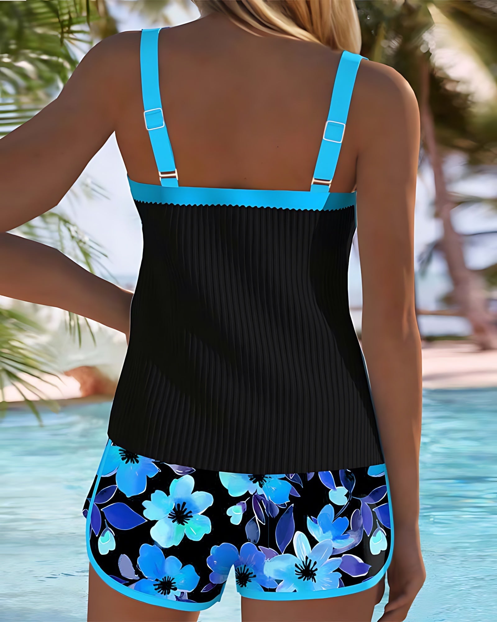 Zoe – Floral Print Tankini and Swim Shorts Set