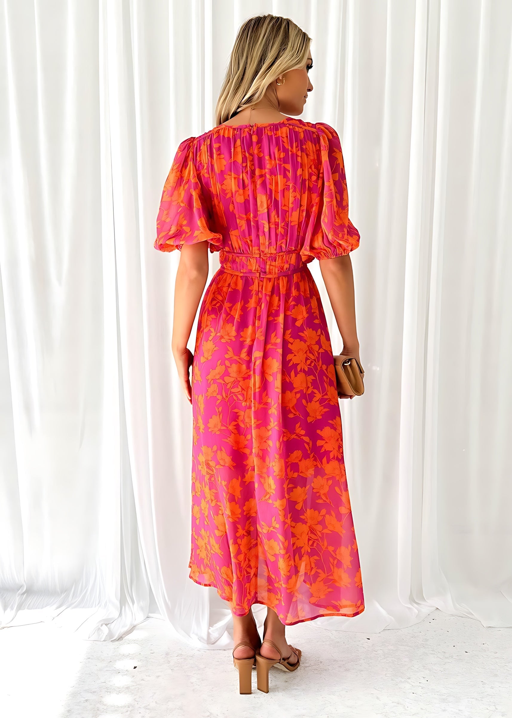 Zoe – Floral V Neck Wedding Guest Maxi Dress