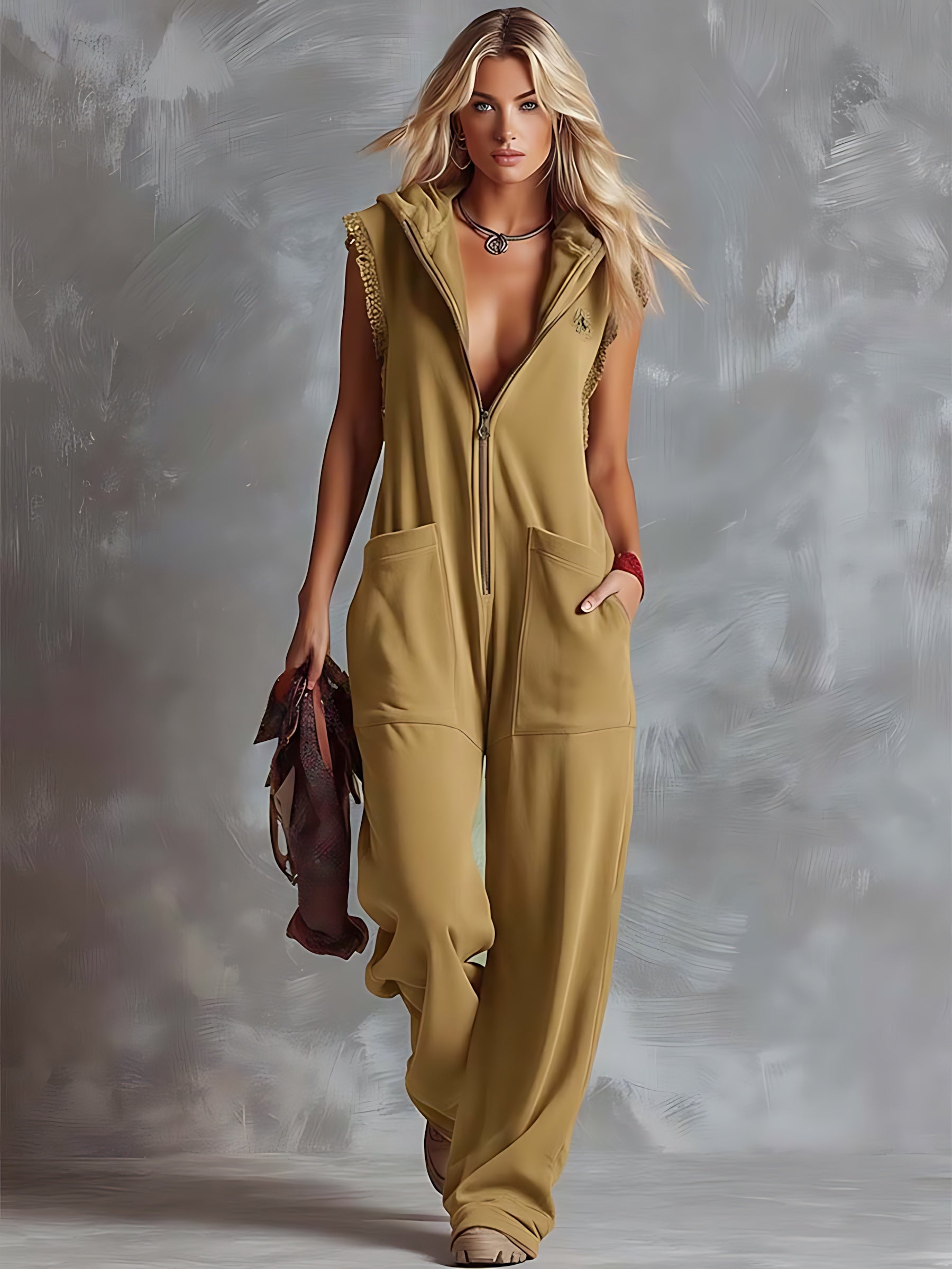 Zoe – V Neck Draped Wide Leg Jumpsuit